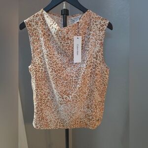 Calvin Klein Sleeveless Abstract Speckled Stretch Blouse NWT Size S